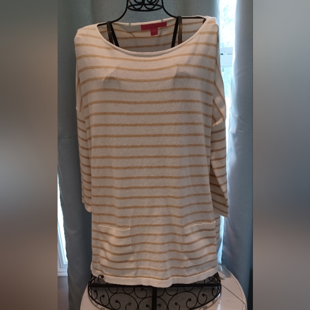 Lilly Pulitzer Cream and Gold Striped Top